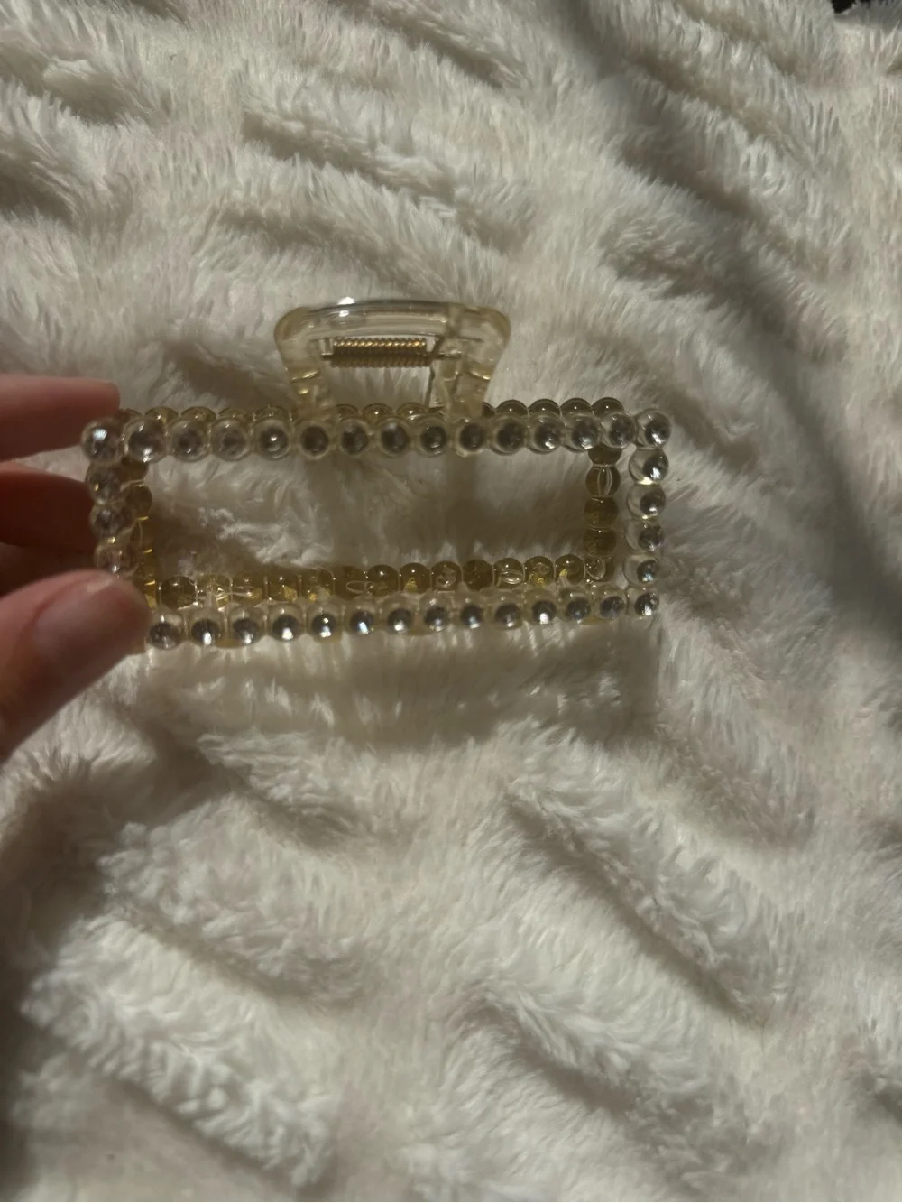 Rhinestone Rectangular Claw Hair Clip Clear Champagne Statement Barrette